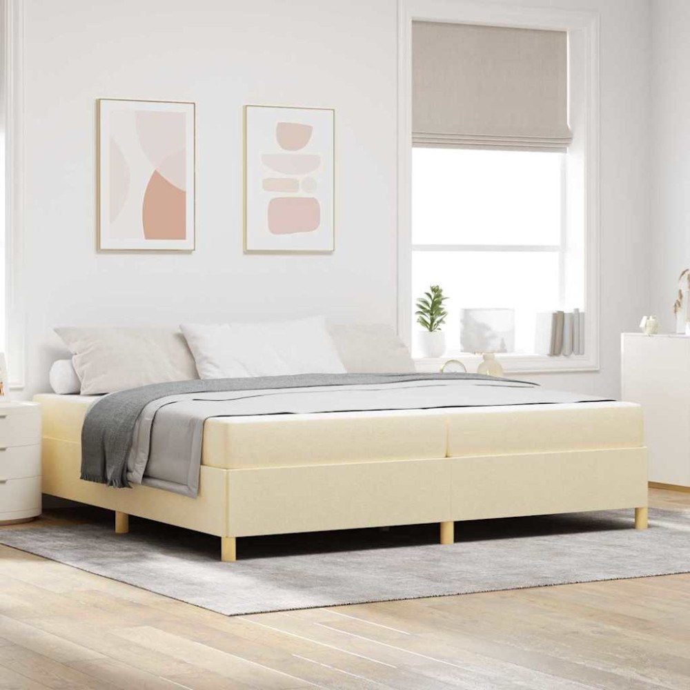 vidaXL Sängram med madrass Kräm 200 x 200 cm tyg