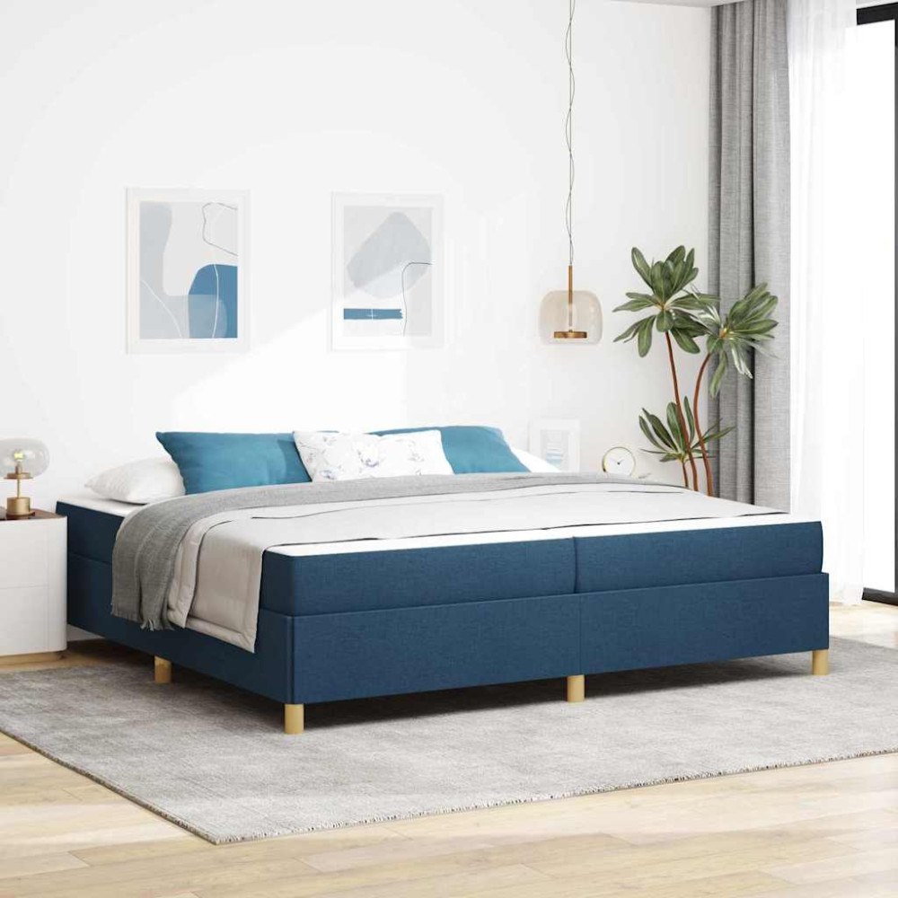 vidaXL Sängram med madrass Blå 200 x 200 cm tyg