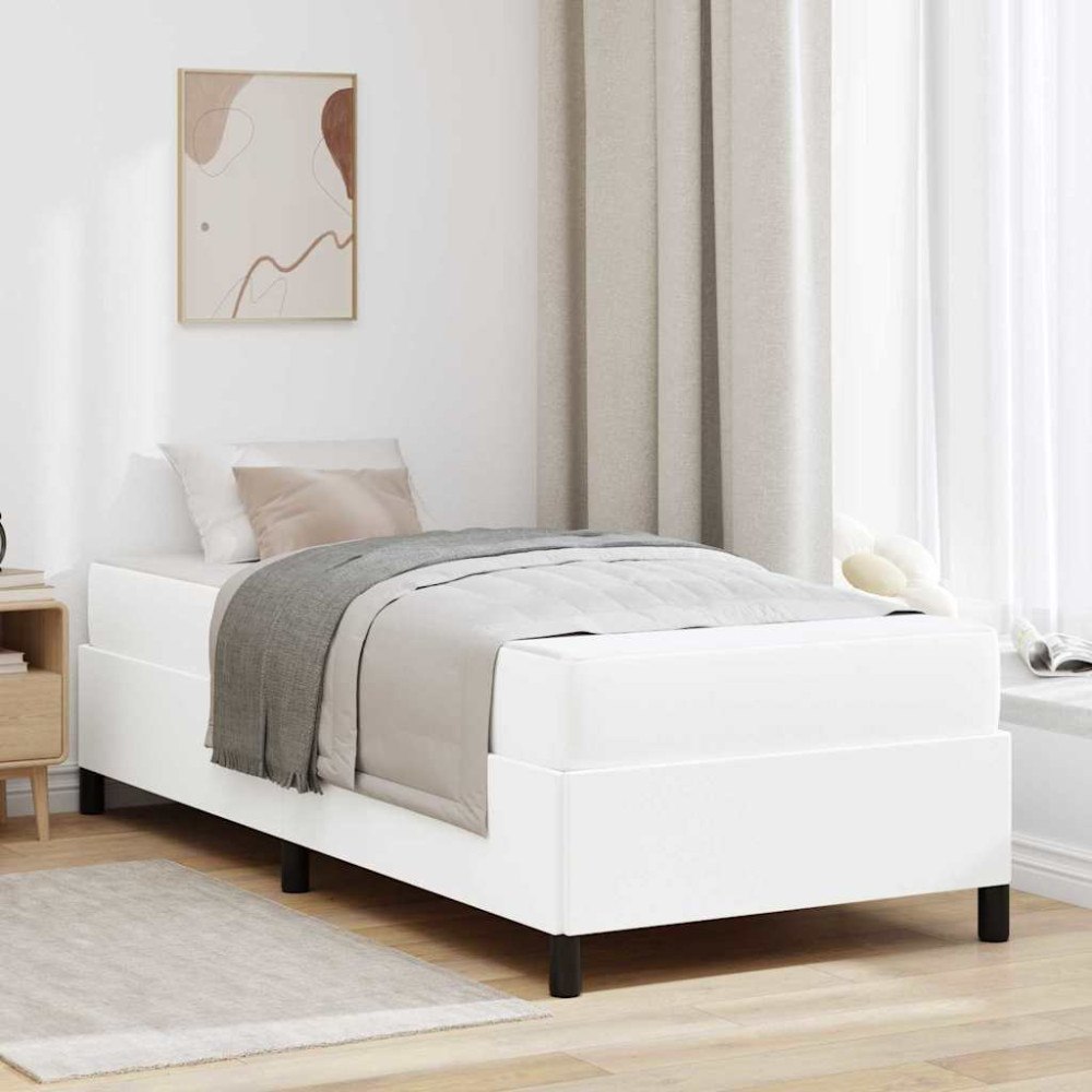vidaXL Sängram med madrass Vit 90 x 190 cm tyg