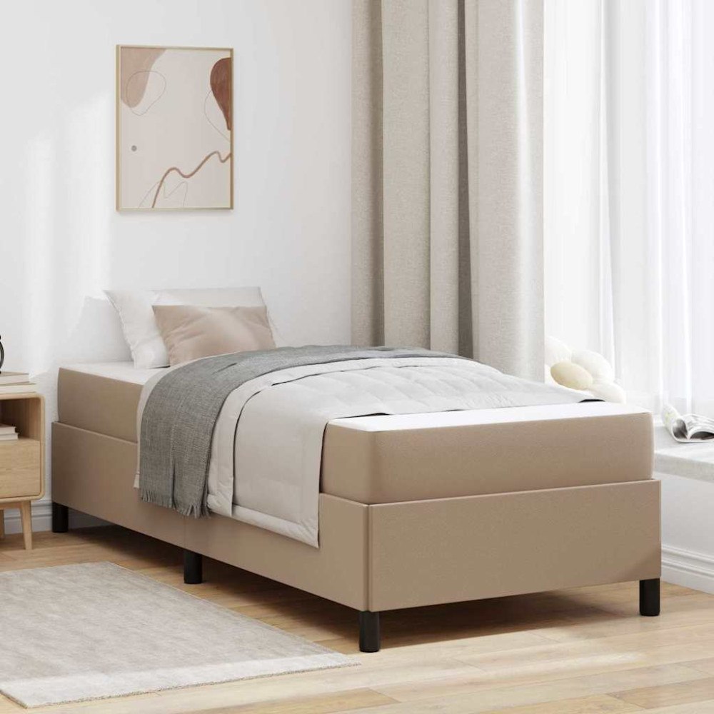 vidaXL Sängram med madrass Cappuccino 90 x 200 cm tyg