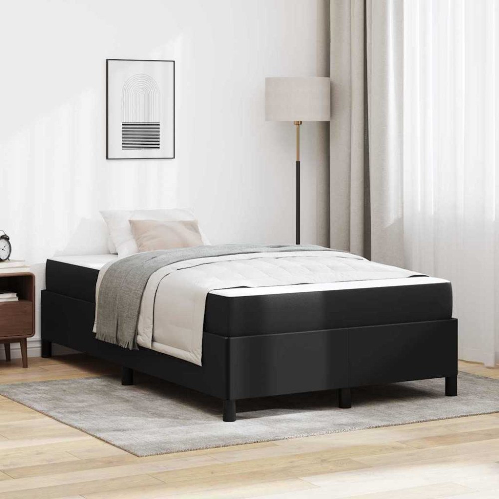 vidaXL Sängram med madrass Svart 120 x 190 cm tyg