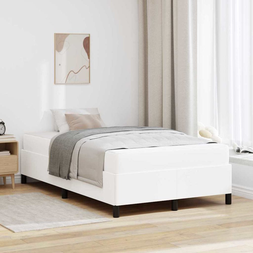 vidaXL Sängram med madrass med madrass Vit 120 x 190 cm Konstläder
