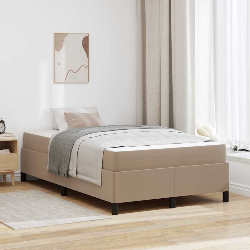 vidaXL Sängram med madrass Cappuccino 120 x 190 cm tyg