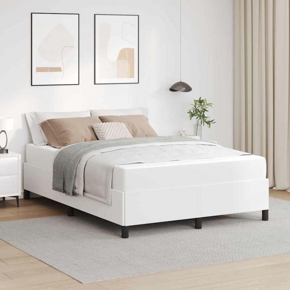 vidaXL Sängram med madrass Vit 160 x 200 cm tyg