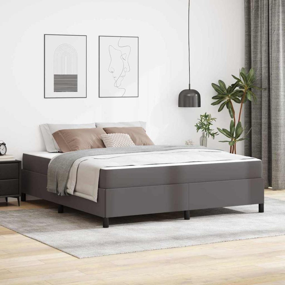vidaXL Sängram med madrass Grå 180 x 200 cm tyg