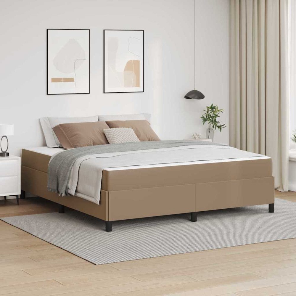 vidaXL Sängram med madrass Cappuccino 180 x 200 cm tyg