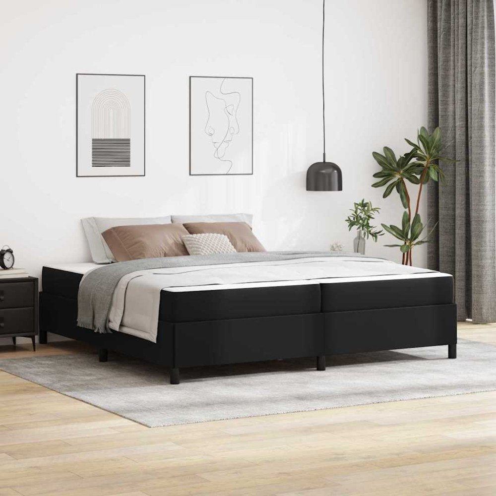 vidaXL Sängram med madrass Svart 200 x 200 cm tyg