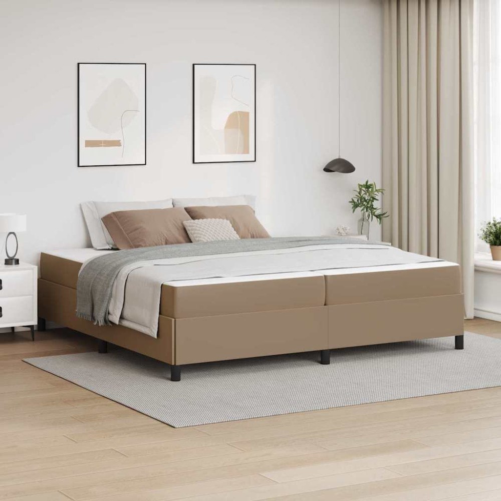 vidaXL Sängram med madrass Cappuccino 200 x 200 cm tyg