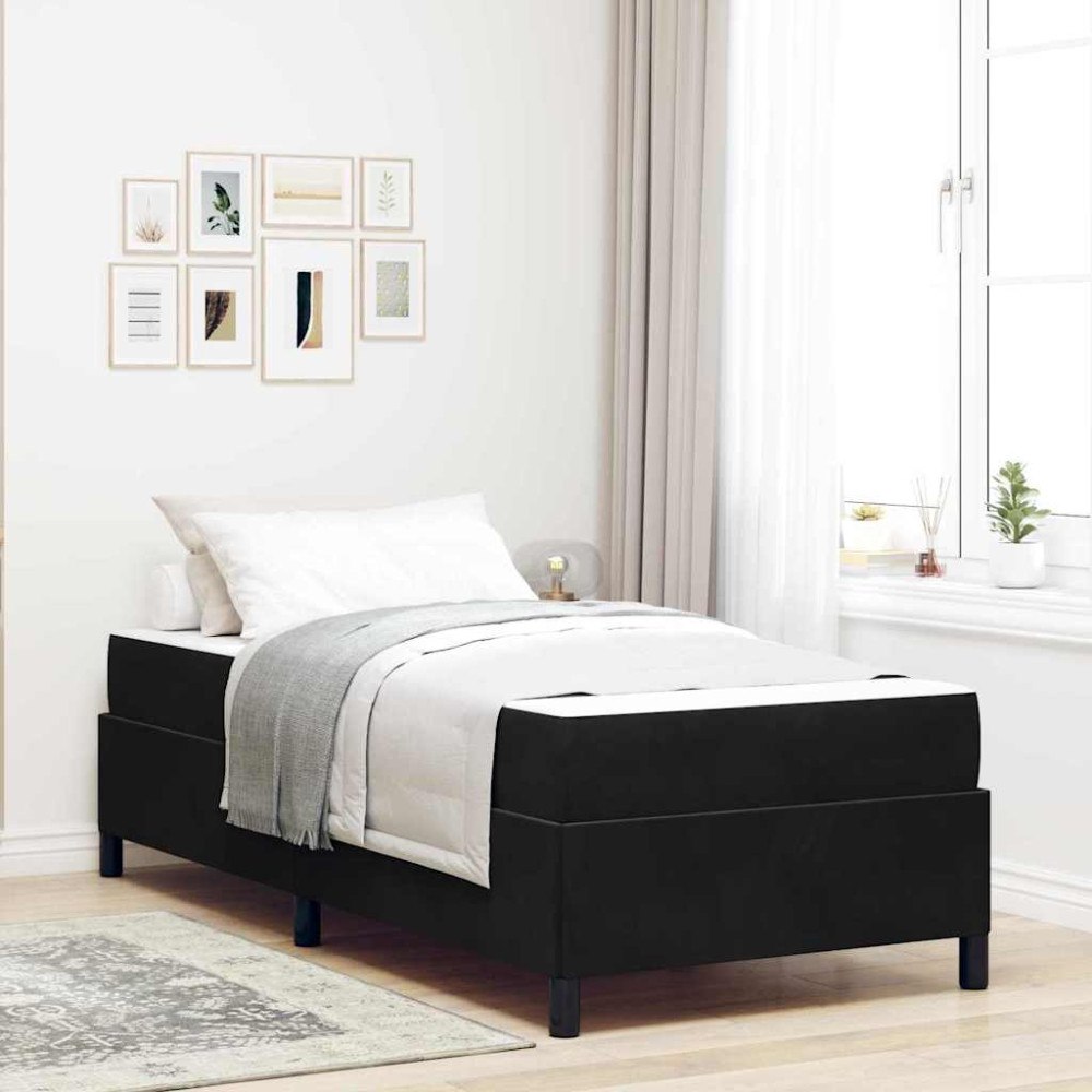 vidaXL Sängram med madrass Svart 100 x 200 cm tyg