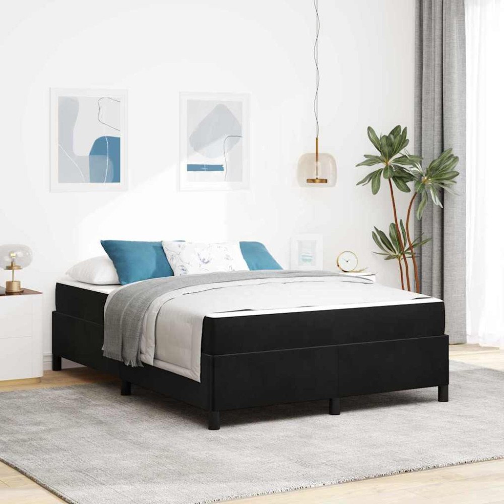vidaXL Sängram med madrass Svart 140 x 190 cm tyg