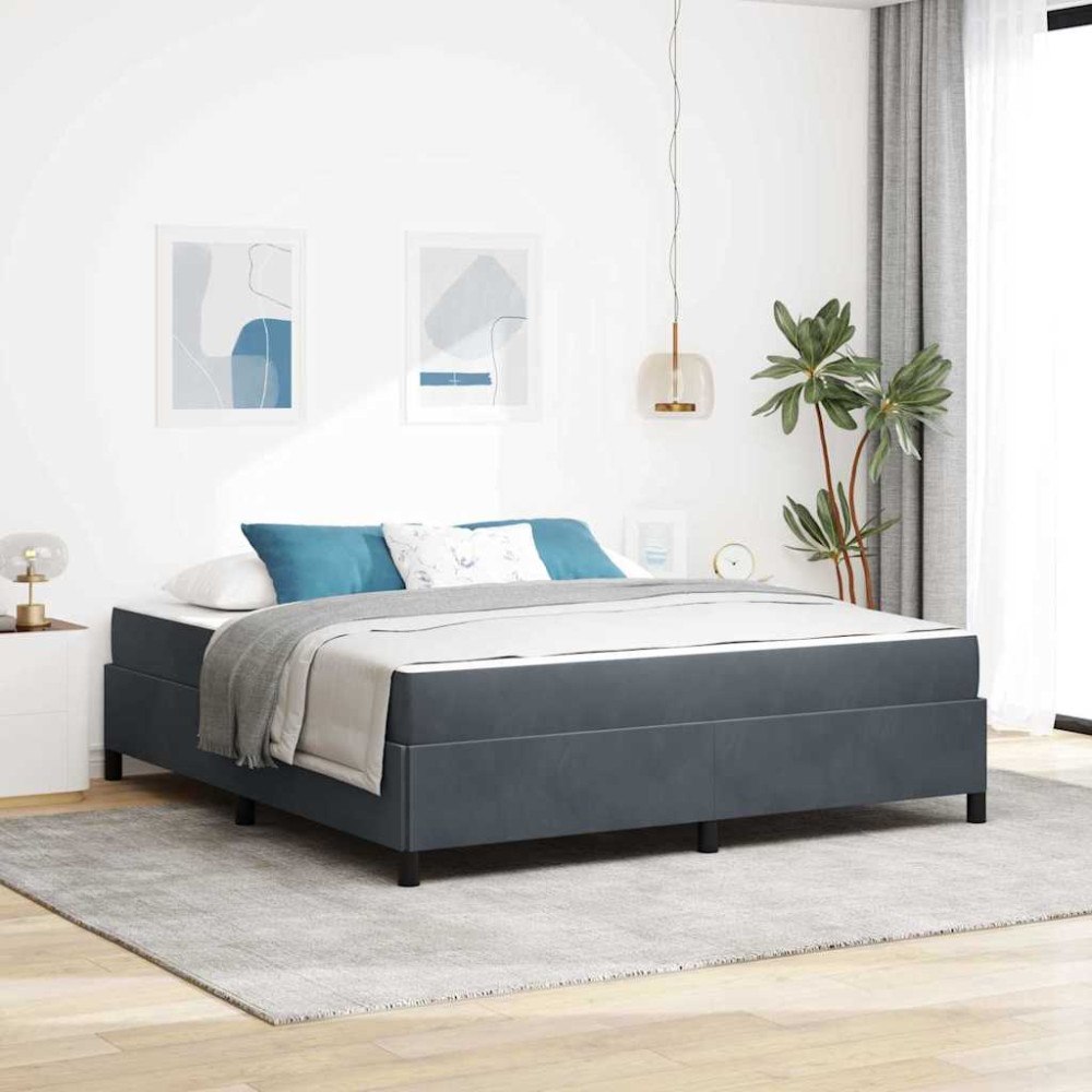 vidaXL Sängram med madrass Mörkgrå 180 x 200 cm tyg