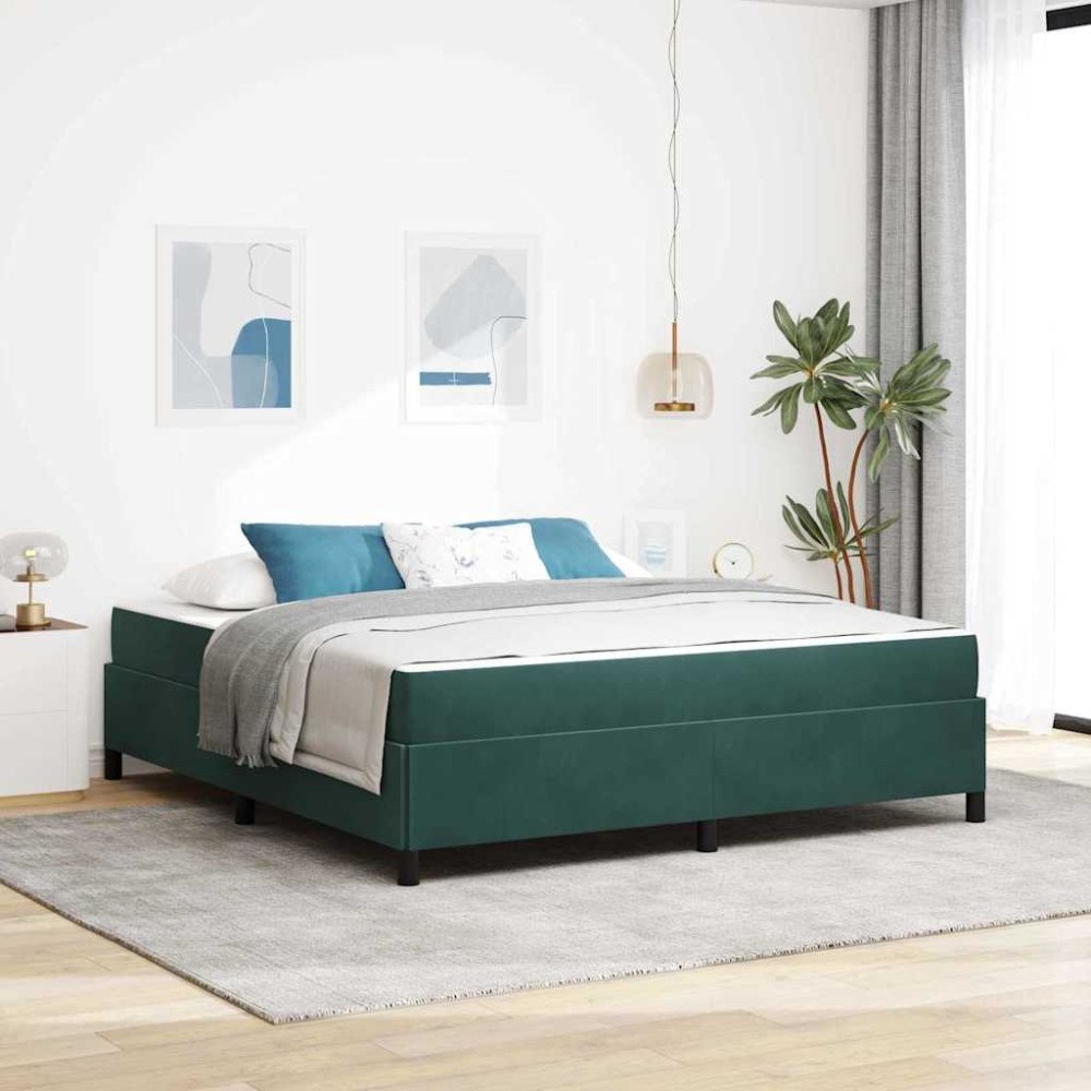 vidaXL Sängram med madrass Mörkgrön 180 x 200 cm tyg