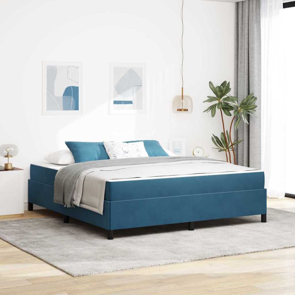 vidaXL Sängram med madrass Mörkblå 180 x 200 cm tyg
