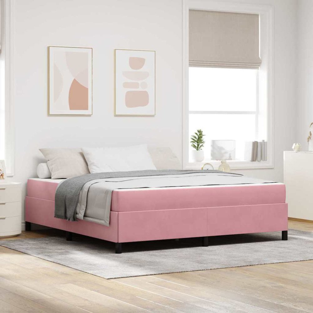 vidaXL Sängram med madrass Rosa 180 x 200 cm tyg