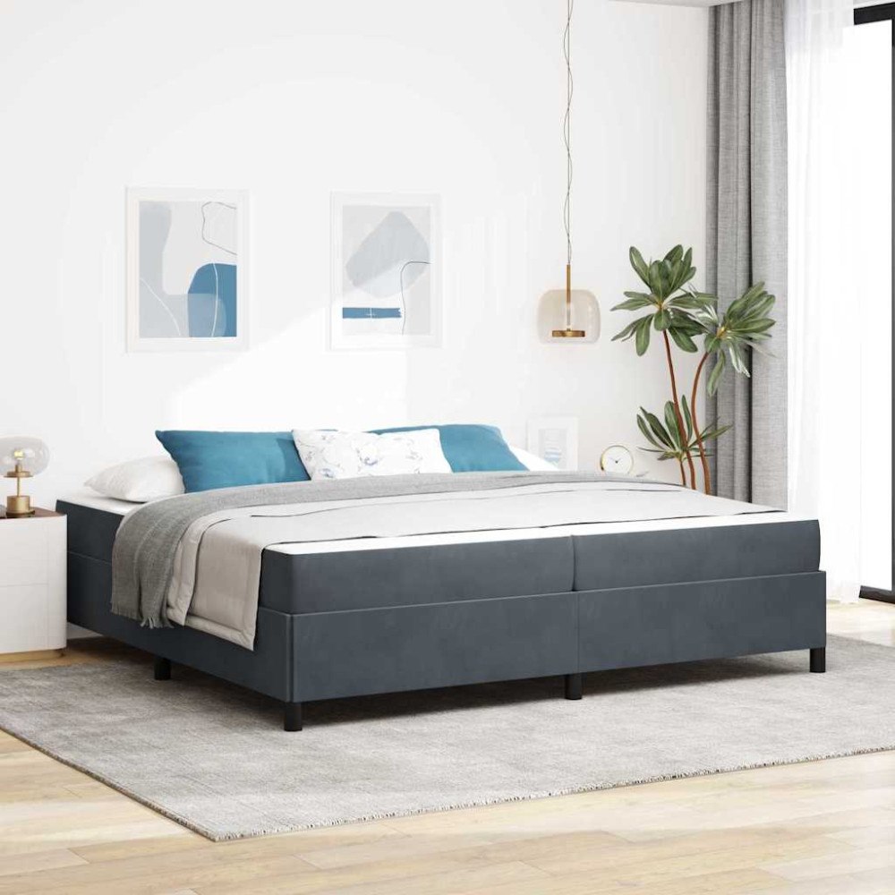 vidaXL Sängram med madrass Mörkgrå 200 x 200 cm tyg