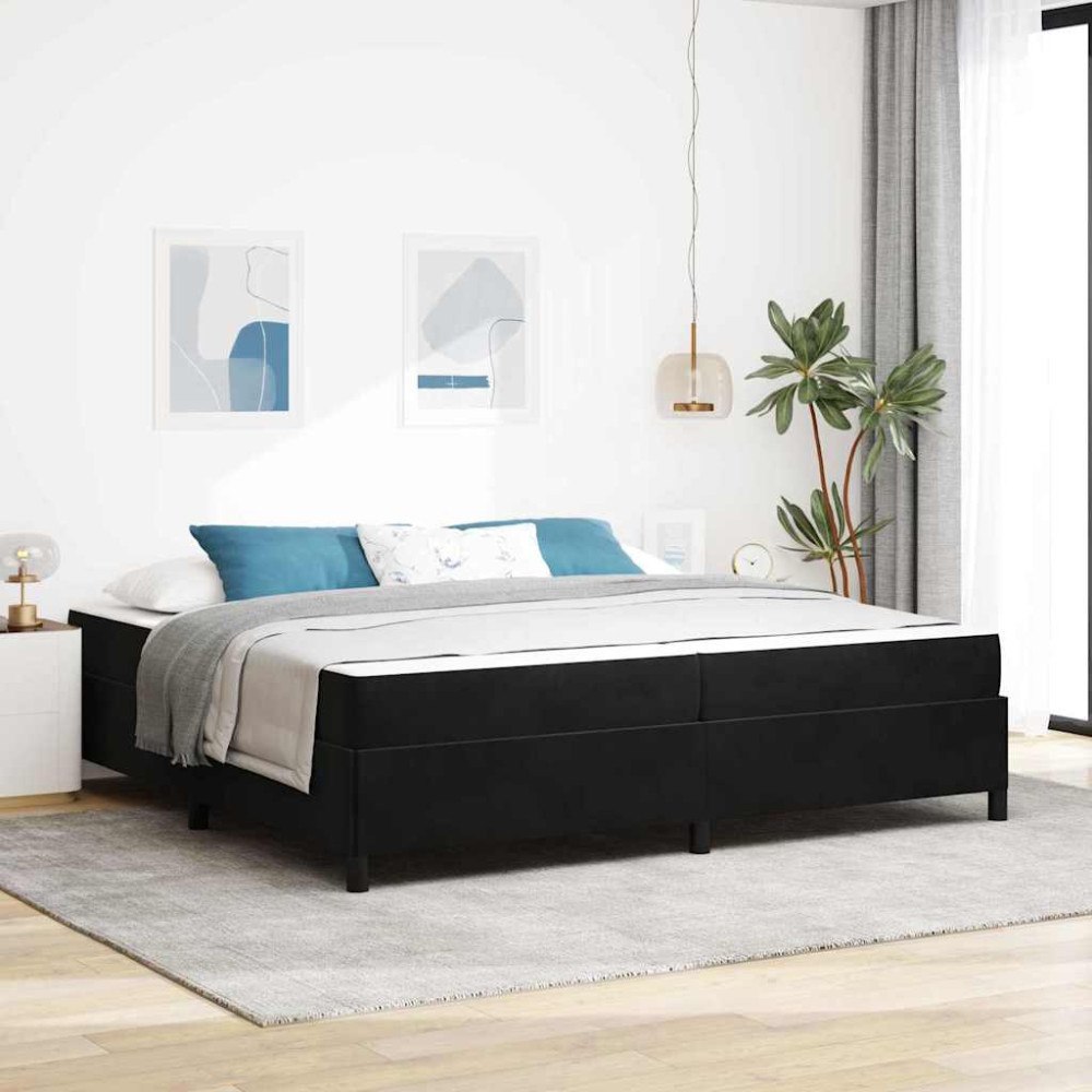 vidaXL Sängram med madrass Svart 200 x 200 cm tyg