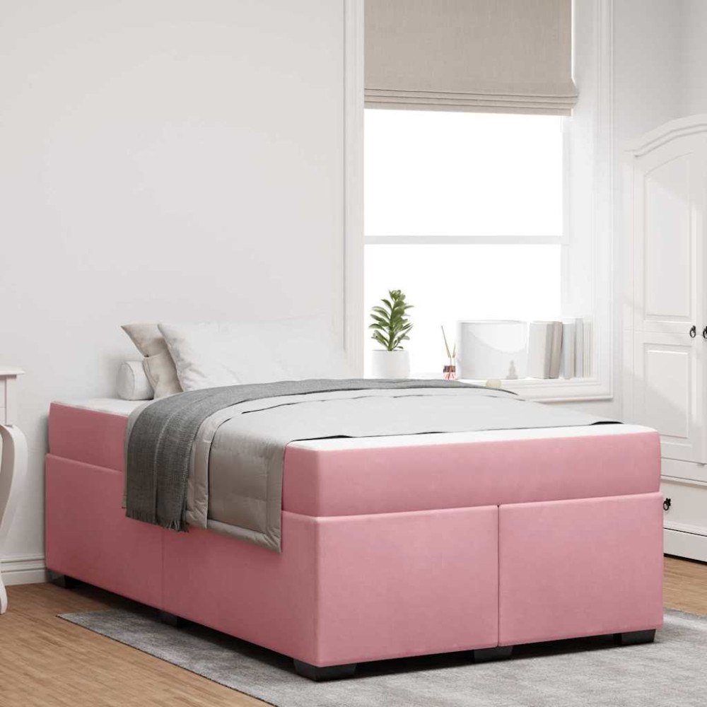 vidaXL Sängram med madrass Rosa 120 x 200 cm tyg