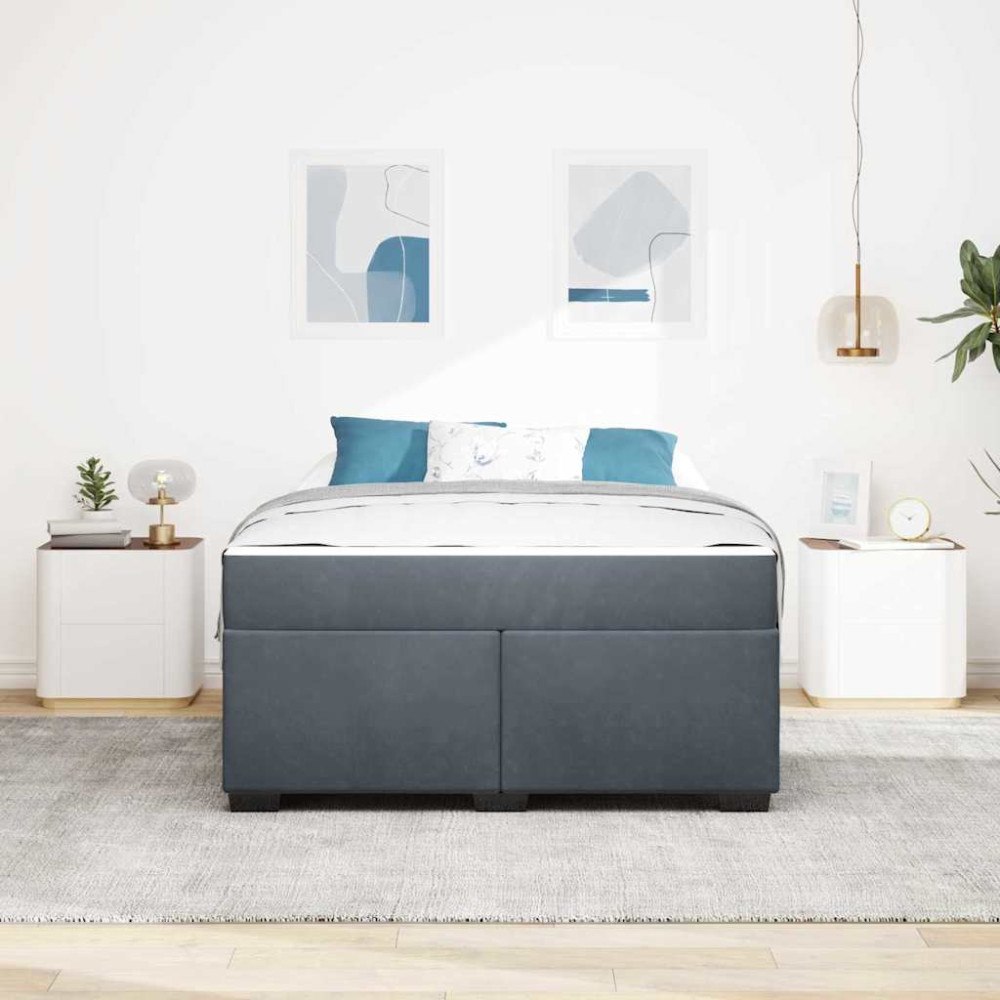 vidaXL Sängram med madrass Mörkgrå 140 x 200 cm tyg