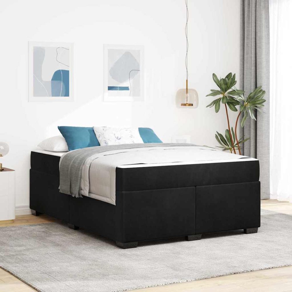 vidaXL Sängram med madrass med madrass Svart 140 x 200 cm Sammet
