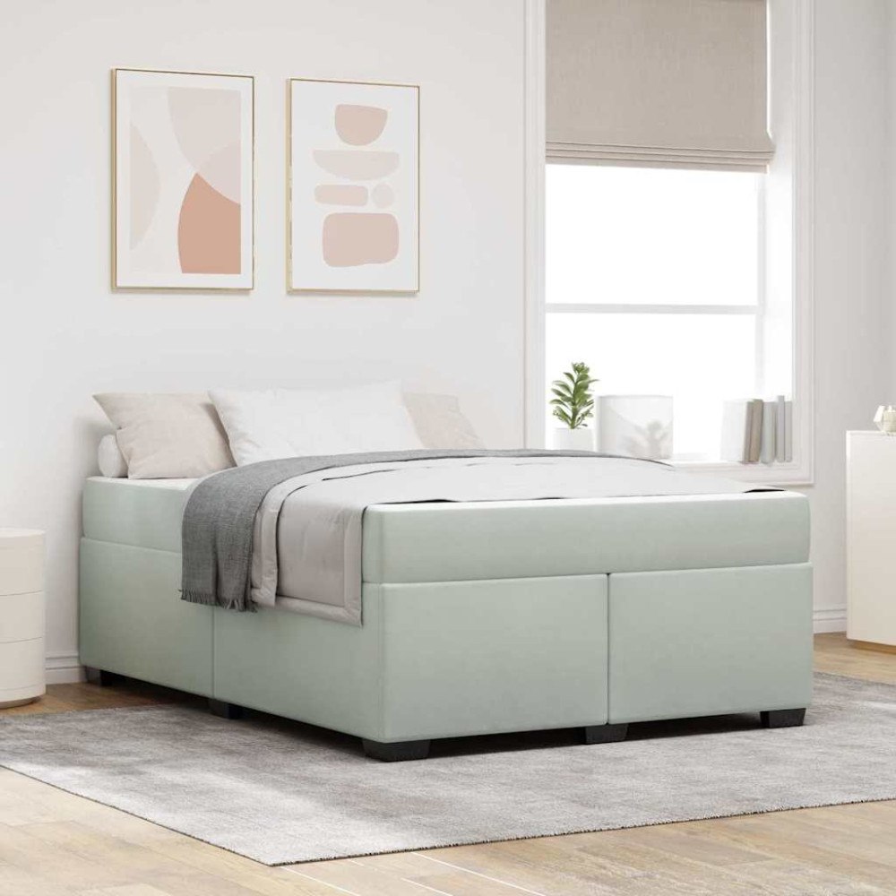 vidaXL Sängram med madrass Ljusgrå 160 x 200 cm tyg