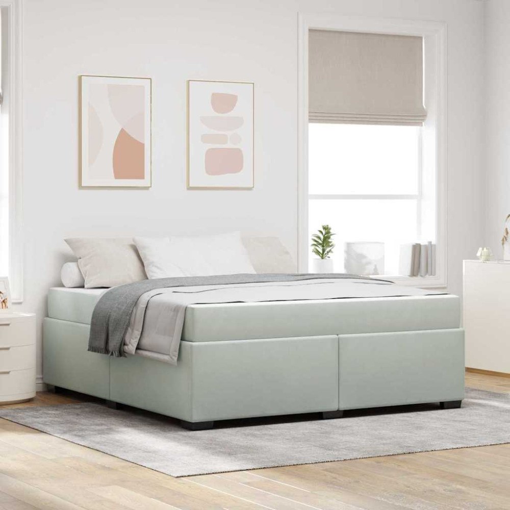 vidaXL Sängram med madrass med madrass Ljusgrå 180 x 200 cm Sammet