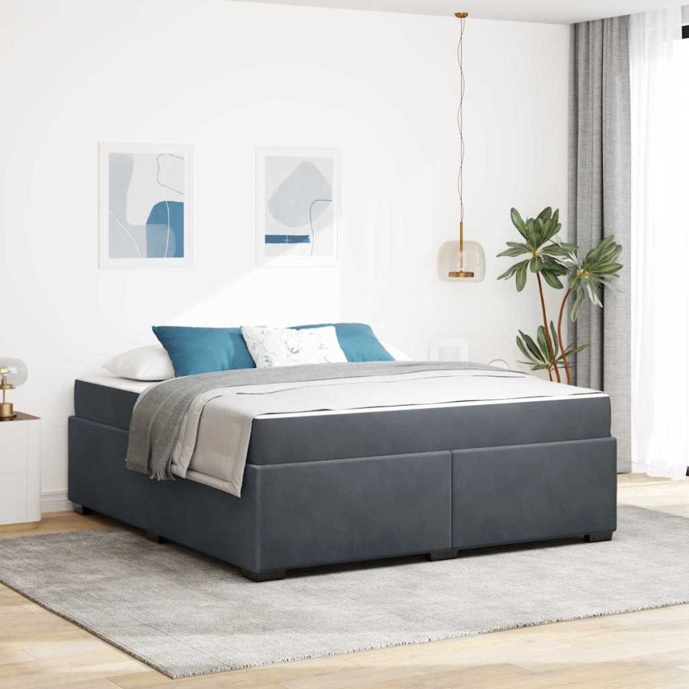 vidaXL Sängram med madrass Mörkgrå 180 x 200 cm tyg