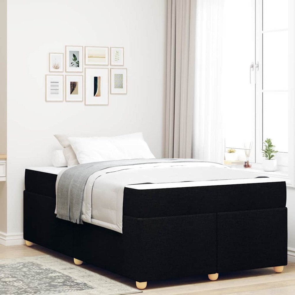 vidaXL Sängram med madrass Svart 120 x 200 cm tyg