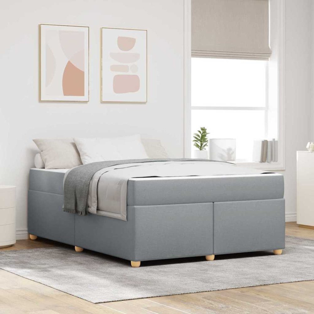 vidaXL Sängram med madrass Ljusgrå 140 x 200 cm tyg