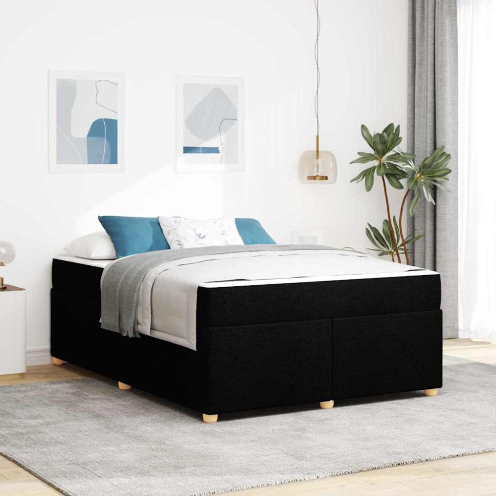 vidaXL Sängram med madrass Svart 140 x 200 cm tyg