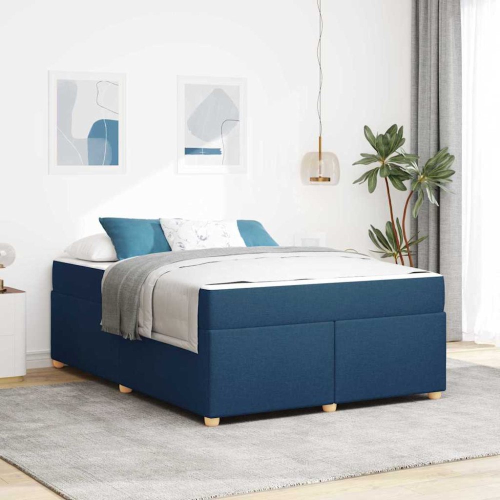 vidaXL Sängram med madrass Blå 140 x 200 cm tyg
