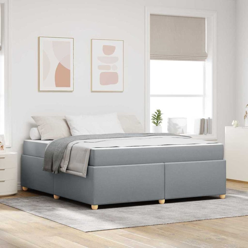 vidaXL Sängram med madrass Ljusgrå 180 x 200 cm tyg