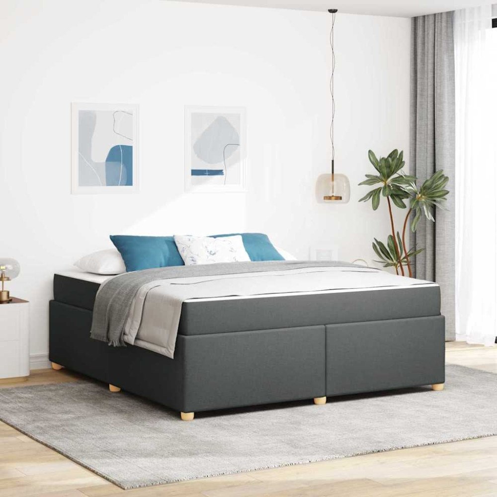 vidaXL Sängram med madrass Mörkgrå 180 x 200 cm tyg