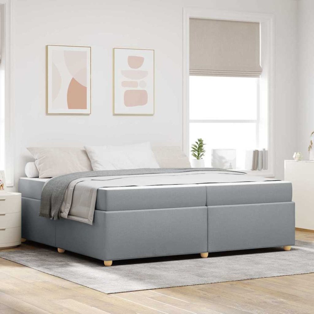 vidaXL Sängram med madrass Ljusgrå 200 x 200 cm tyg