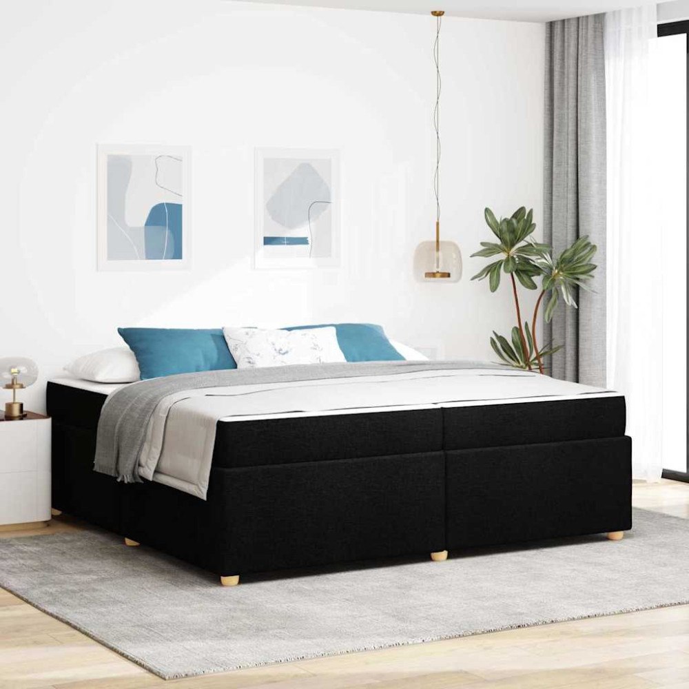 vidaXL Sängram med madrass Svart 200 x 200 cm tyg