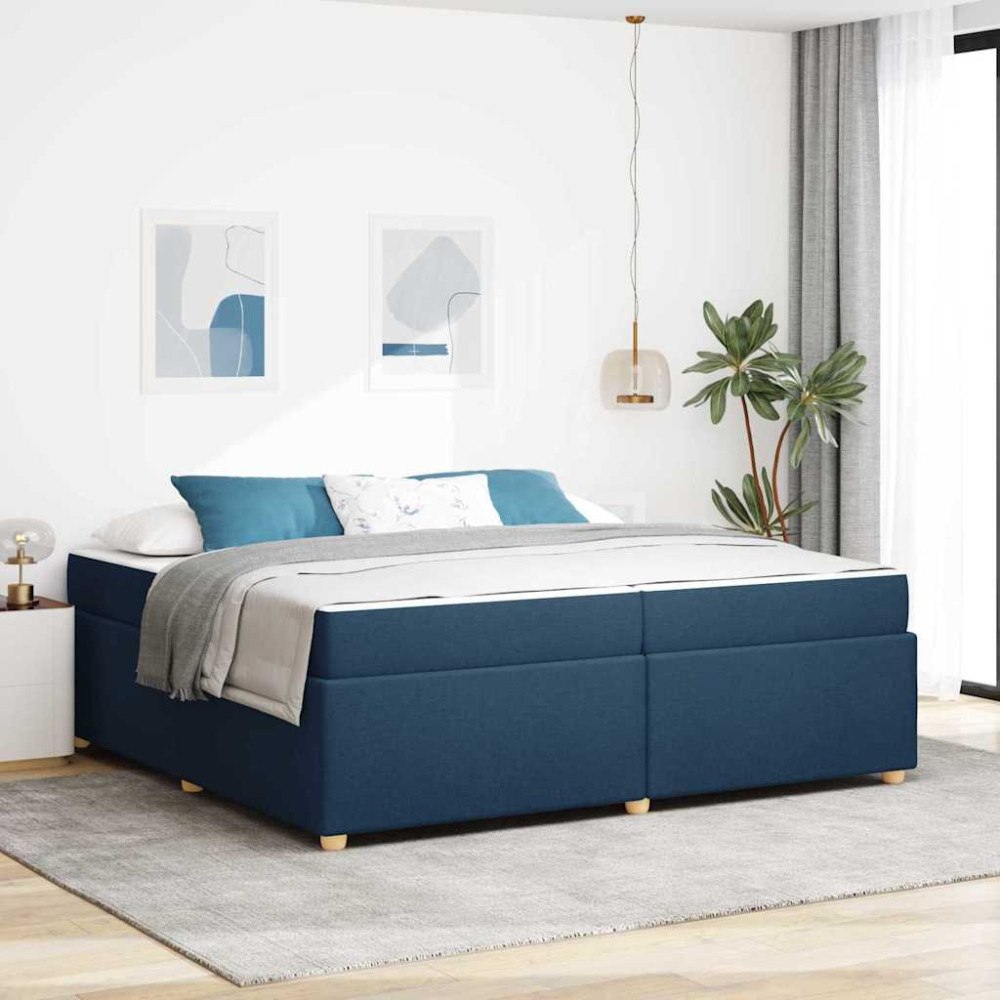 vidaXL Sängram med madrass Blå 200 x 200 cm tyg
