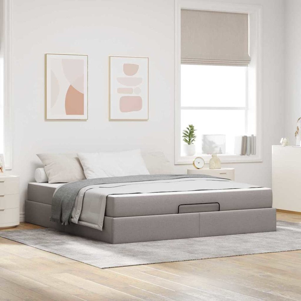 vidaXL Sängram med lagring Taupe 180 x 200 cm tyg