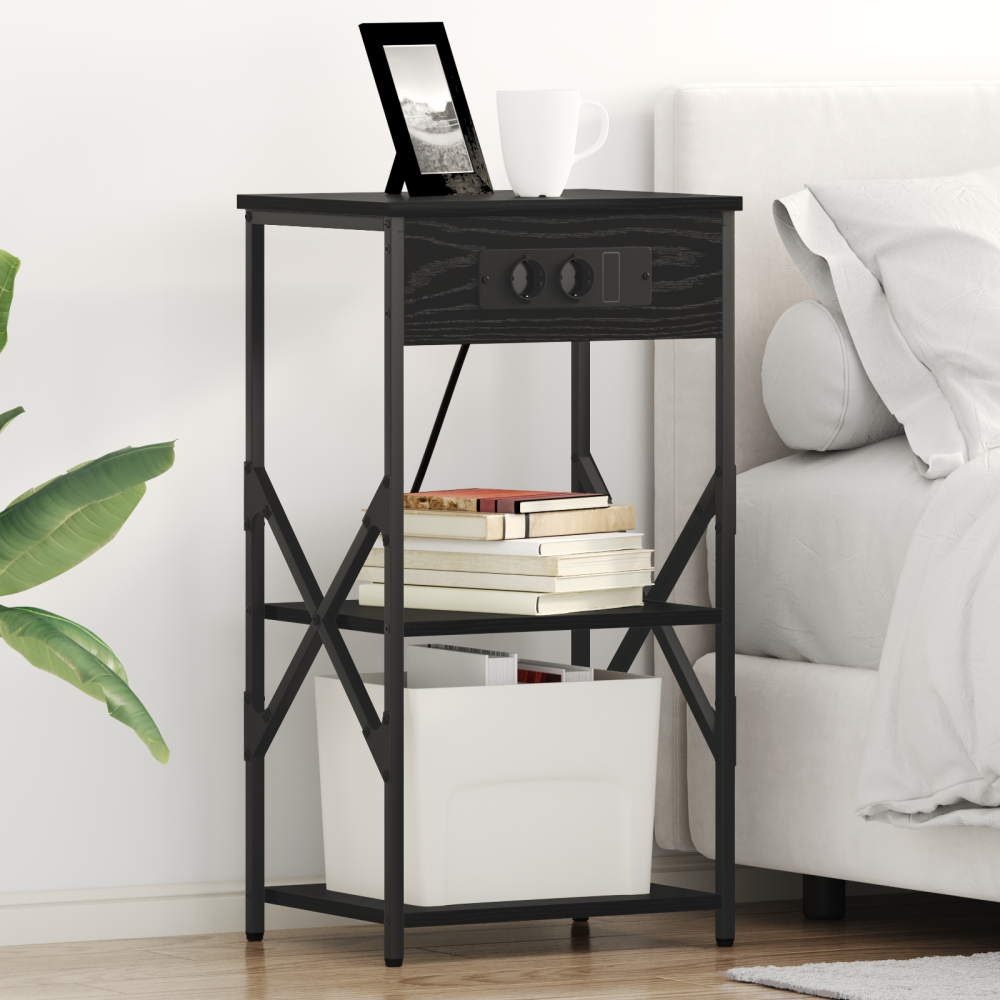 vidaXL Sängskåp 2 pcs Svart ek 41 x 31 x 76 cm Konstruerat trä