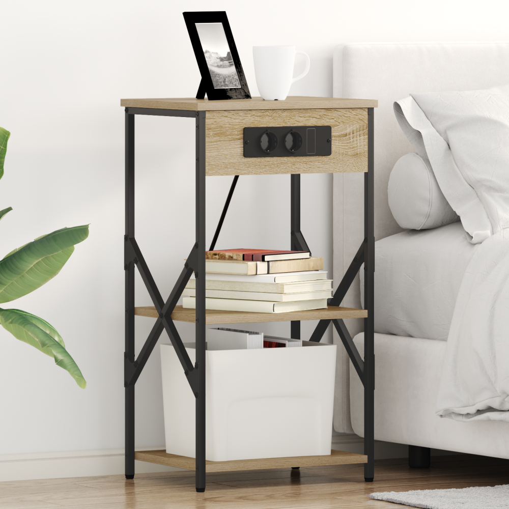 vidaXL Sängskåp 2 pcs Sonoma ek 41 x 31 x 76 cm Konstruerat trä