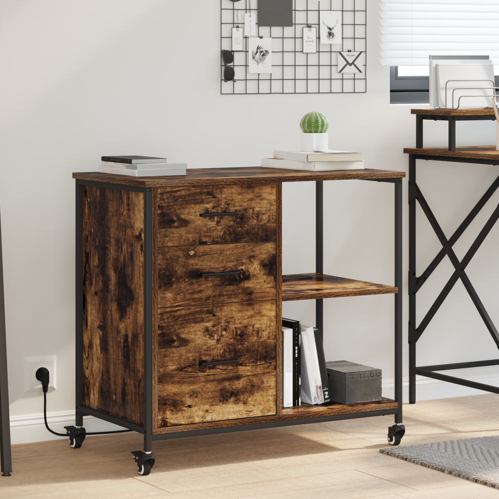 vidaXL Kontorsskåp Rökfärgad ek 76 x 41 x 72 cm Konstruerat trä