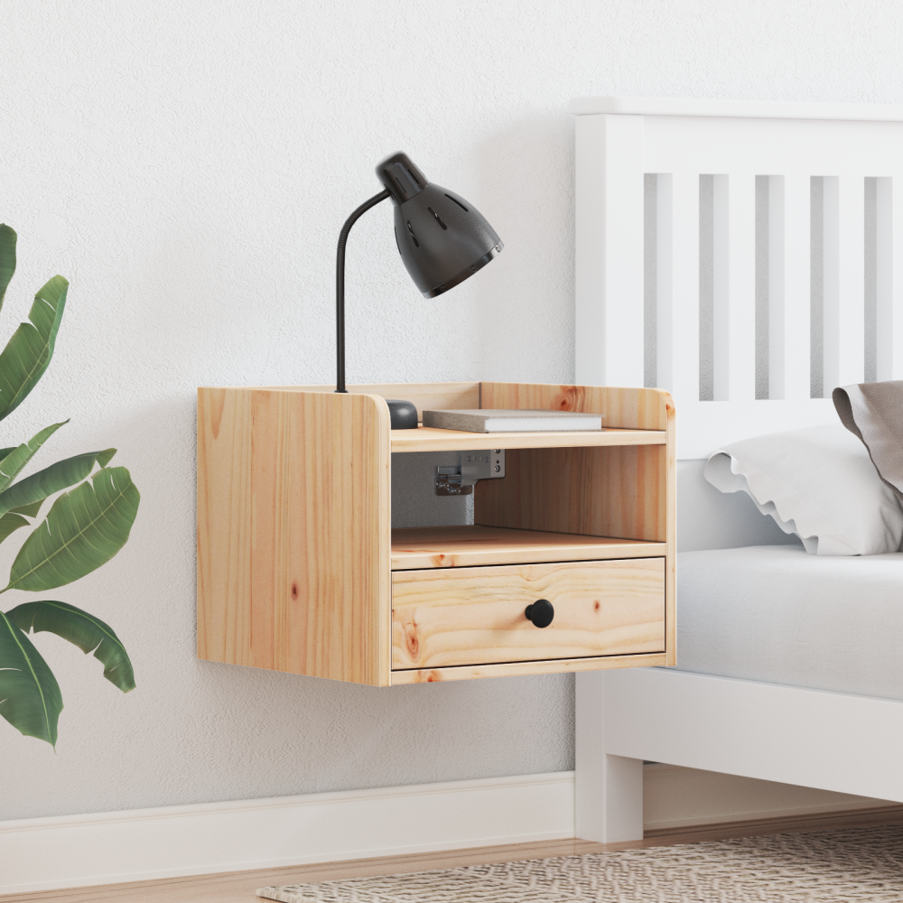 vidaXL Sängbord med låda Väggmonterad 2 pcs Brun 38 x 36 x 29.5 cm Massiv furu