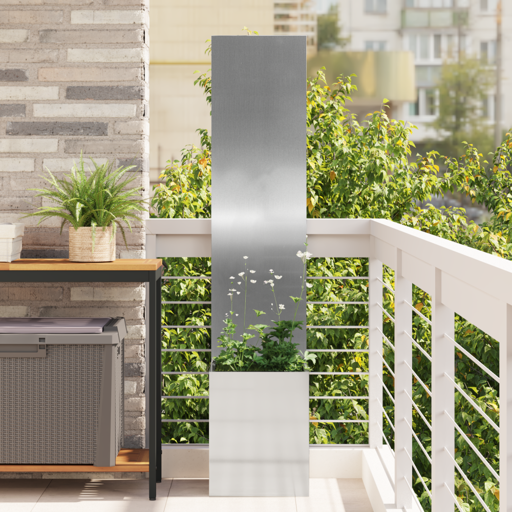 vidaXL Trädgårdsplanterare med dekorativ panel Silver 32 x 140 cm