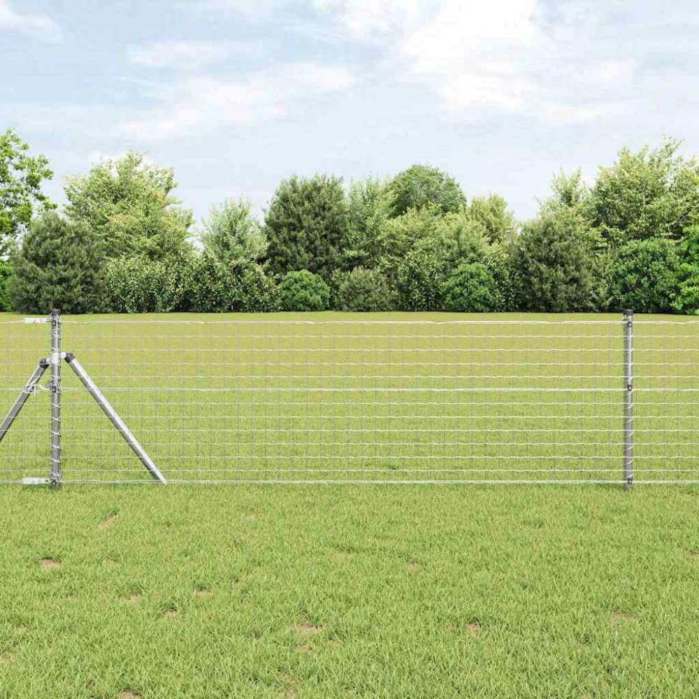 vidaXL Stängsel med stolpar Grå 0.4 x 25 m