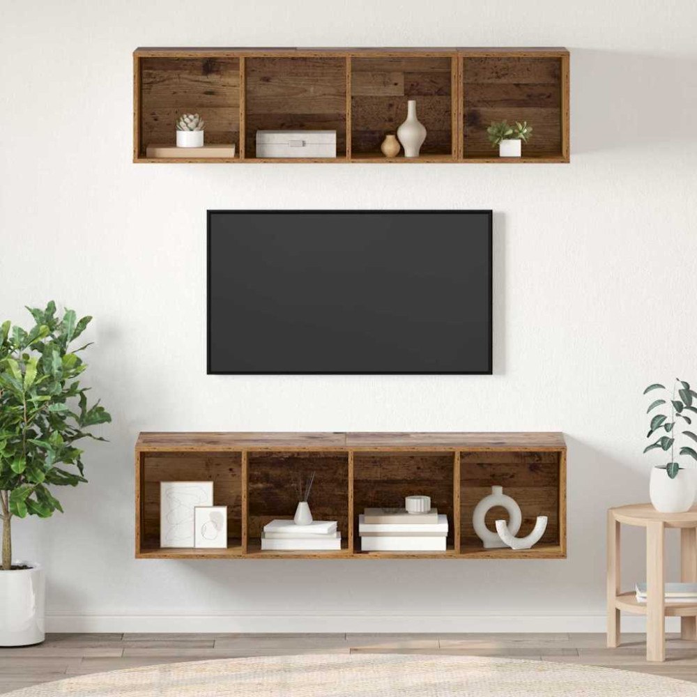 vidaXL TV-bänkset 3 pcs Gammalt trä Konstruerat trä