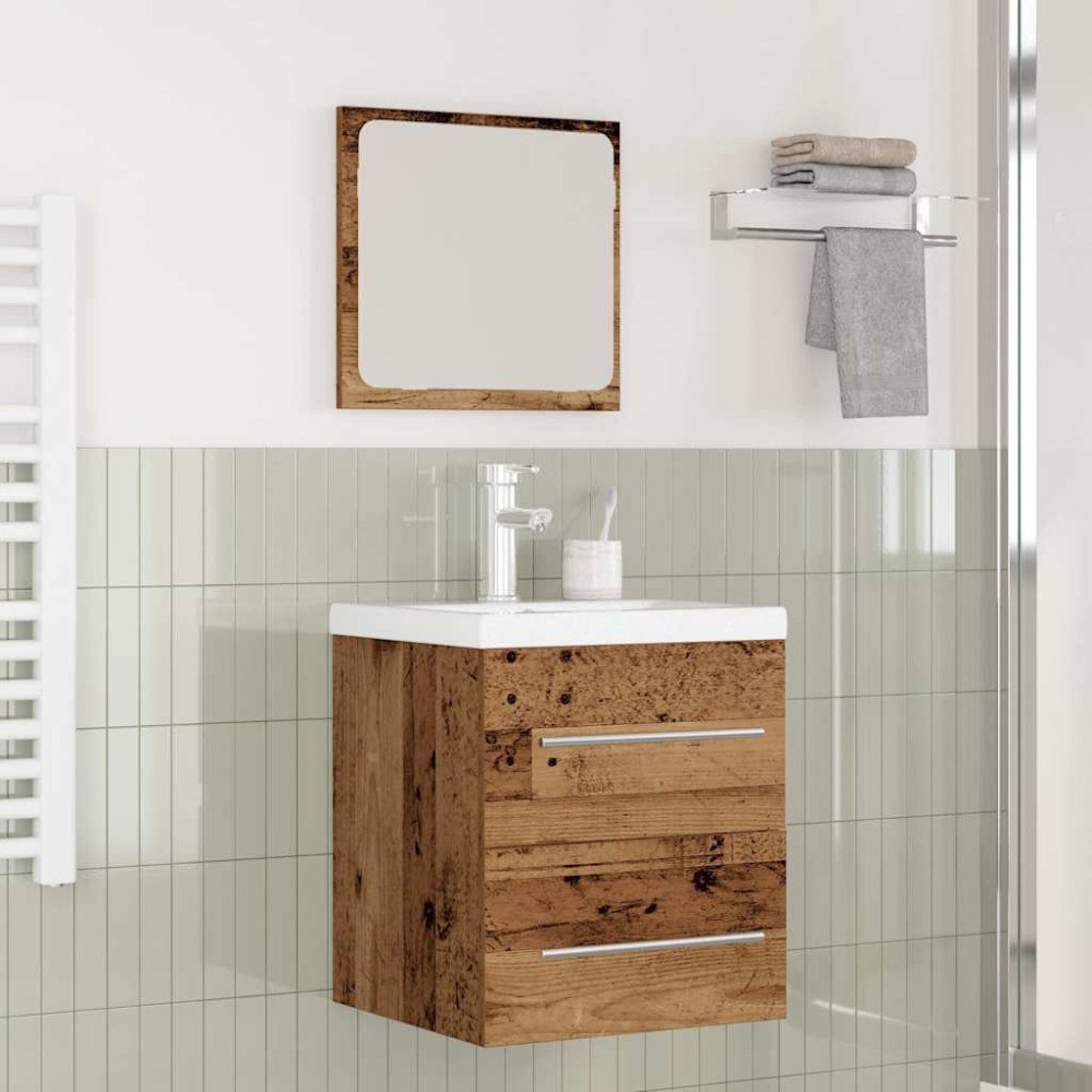vidaXL Badrumsmöbelset med låda 2 pcs Gammalt trä 41 x 38.5 x 48 cm