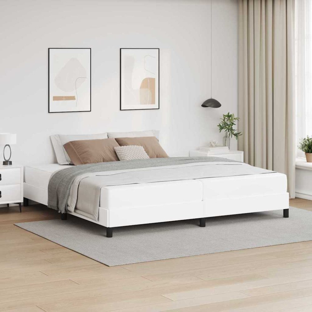 vidaXL Sängram med madrass Ren Vit 200 x 200 cm tyg