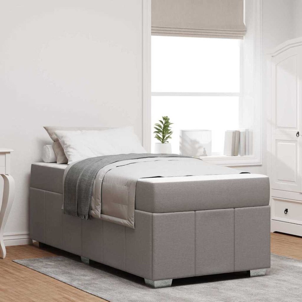 vidaXL Sängram med madrass Taupe 90 x 190 cm tyg