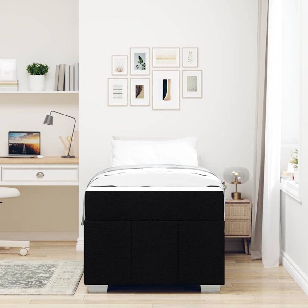 vidaXL Sängram med madrass Svart 90 x 200 cm tyg