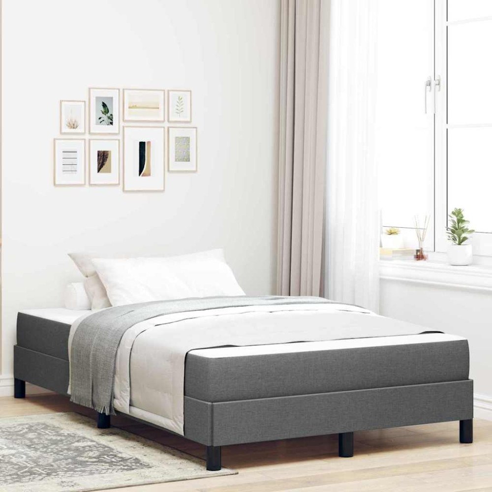 vidaXL Bäddfjäder med madrass Mörkgrå 120 x 200 cm tyg