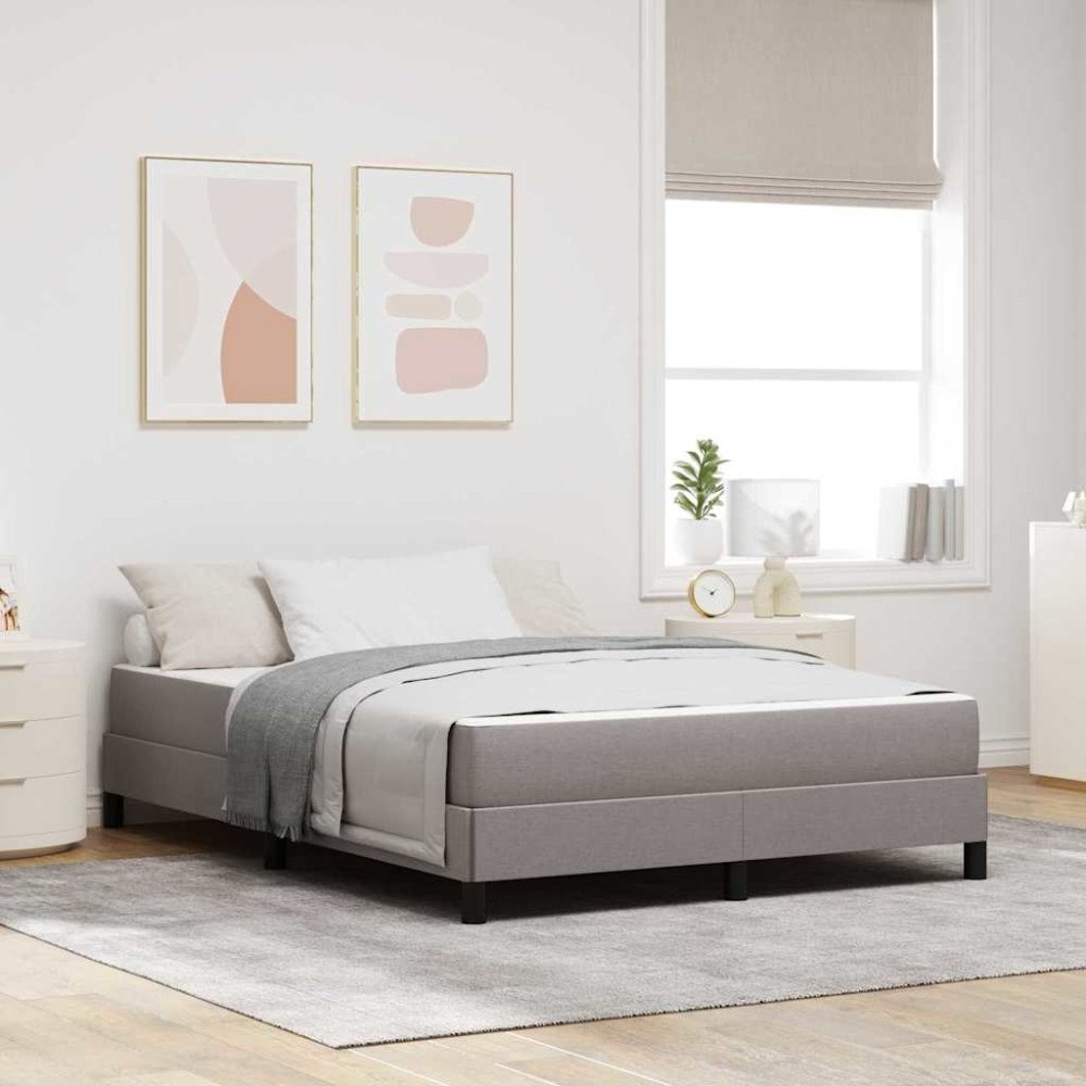 vidaXL Bäddfjäder med madrass Taupe 140 x 200 cm tyg