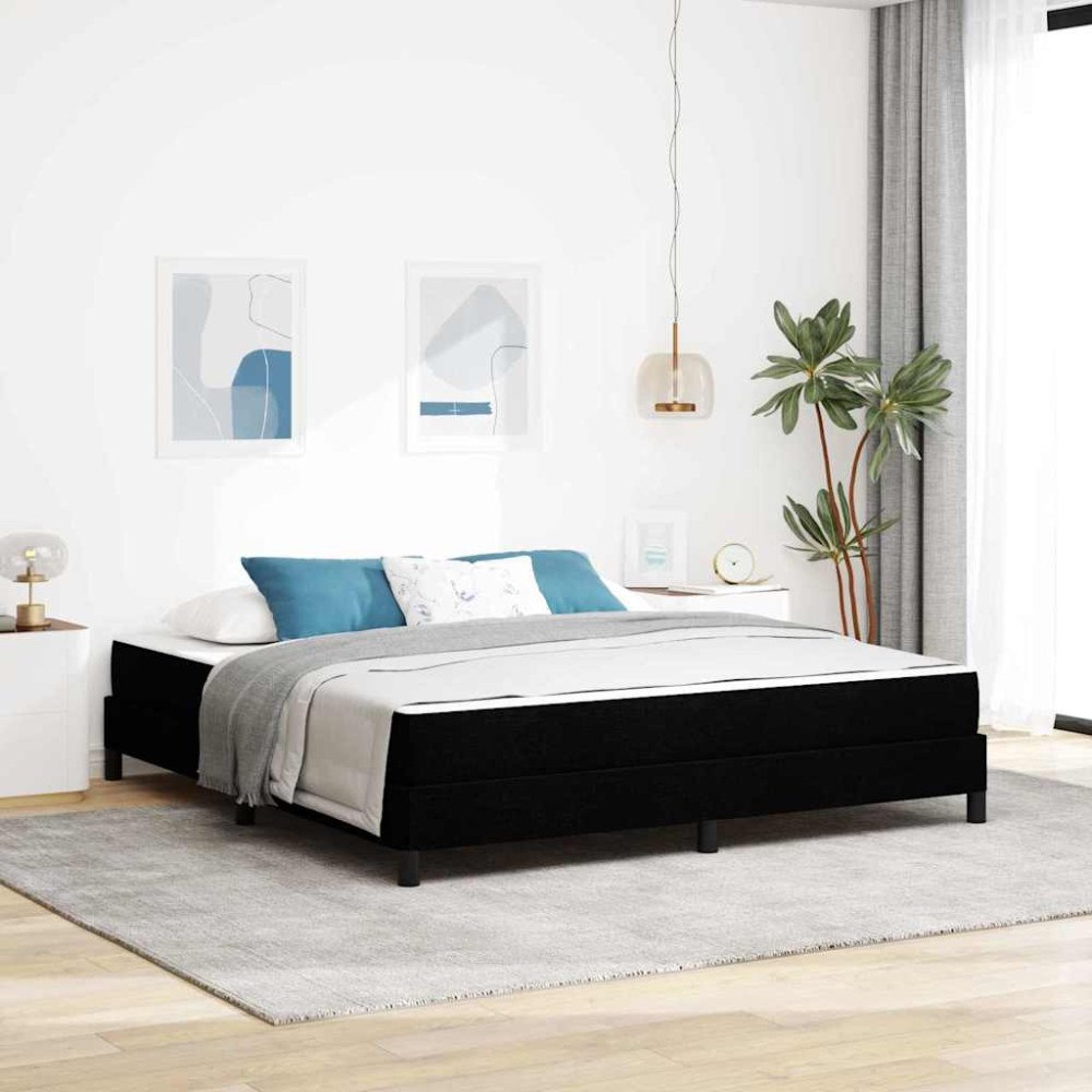 vidaXL Bäddfjäder med madrass Svart 180 x 200 cm tyg